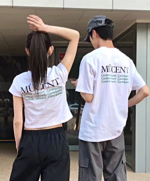 슬로건 반팔 티 (크롭, 루즈핏)