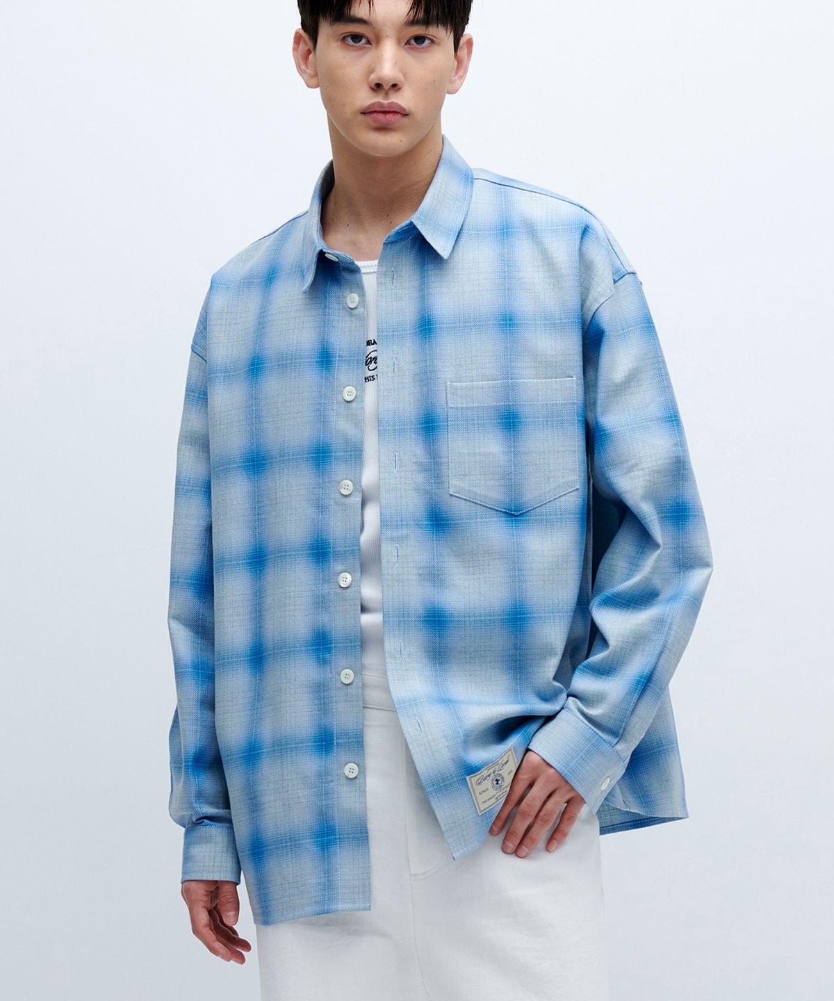 애니타임로릭(ANYTIME LOREAK) RIA CHECK SHIRT (SHUTTLE NOTE)-BLUE