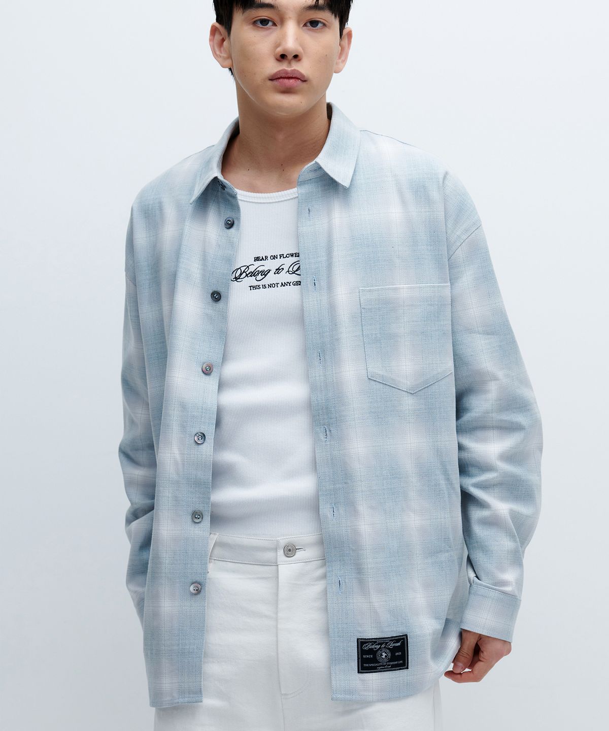 애니타임로릭(ANYTIME LOREAK) RIA CHECK SHIRT (SHUTTLE NOTE)-GRAY