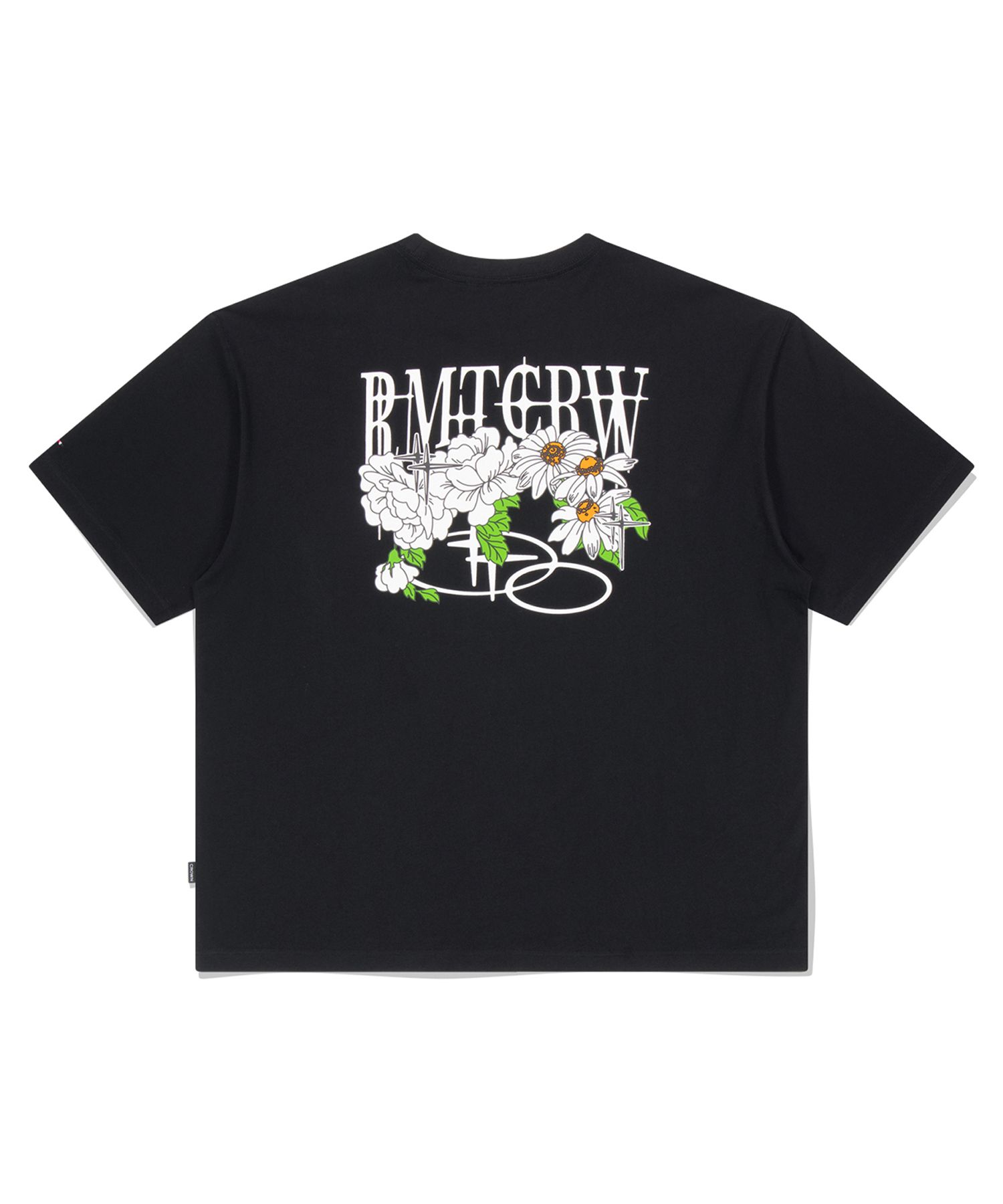 [ROMANTIC CROWN]★ 韓国人気★VOLUME LOGO FLOWER TEE SHIRT MUSINSA | ROMANTIC CROWN Volume Logo Flower T-shirt_Black