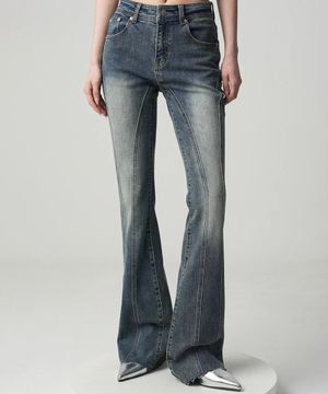 Thin Bootscut Pants WASHING BLUE