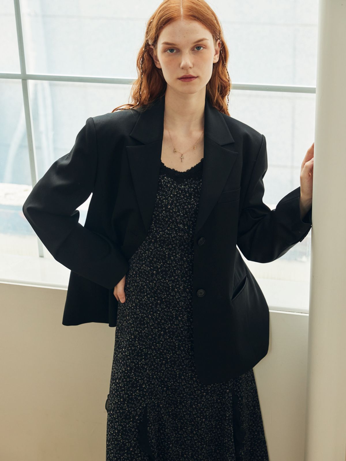 오앨(OUEL) WOOL BLEND TAILORED JACKET_BLACK