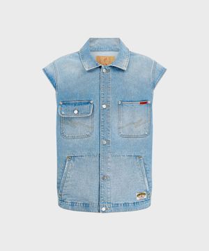 (M) 데님 길렛 블리치 블루 DENIM GILET BLEACHED WASH