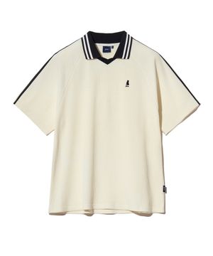 스포티 와플 카라 티셔츠 아이보리