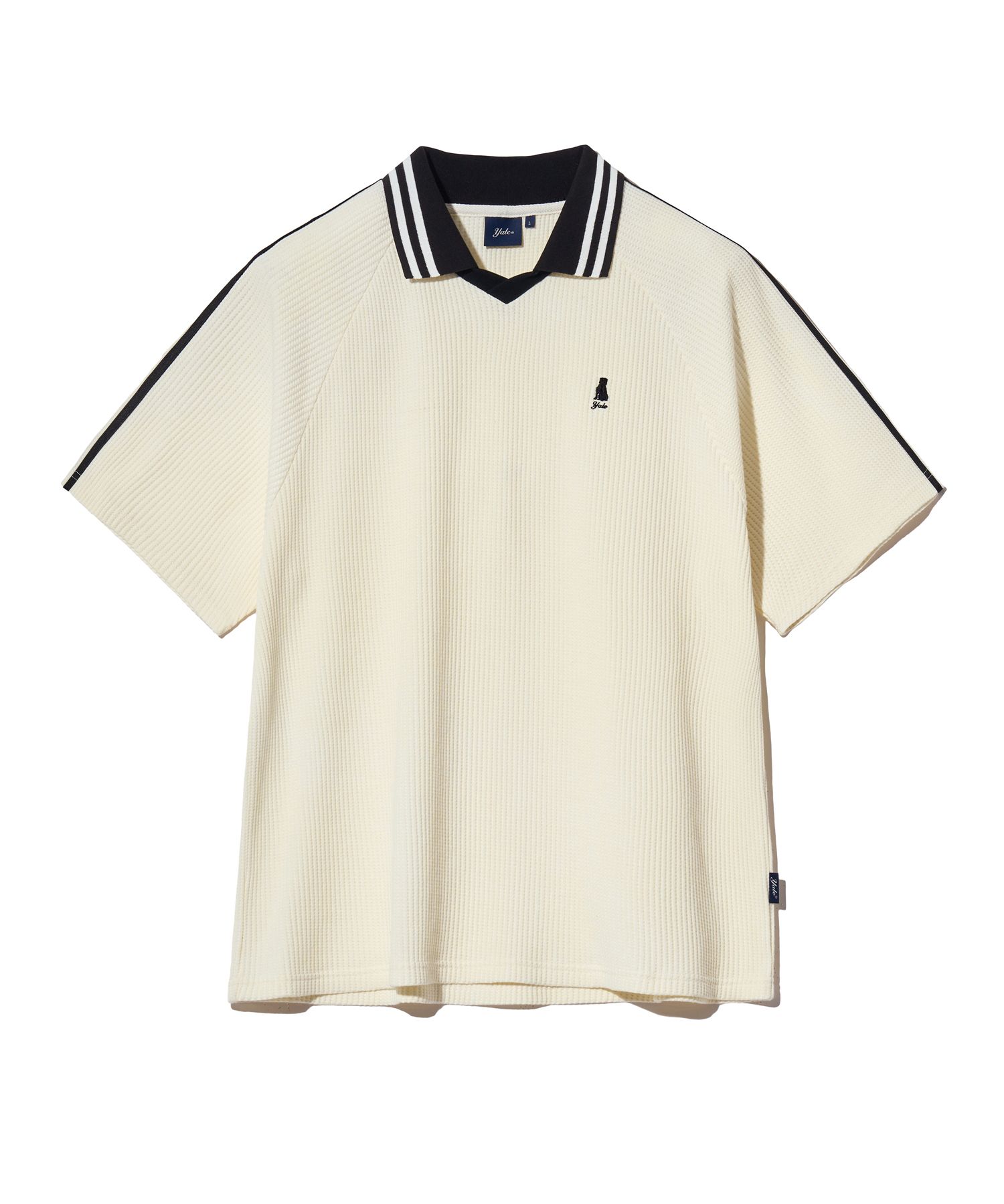 ☆YALE☆ SPORTY WAFFLE COLLAR TSHIRT IVORY YEM1SS305AIV MUSINSA | YALE Sporty waffle collar t-shirt ivory