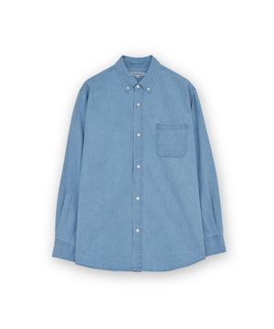 버튼 다운 데님 셔츠, 라이트 블루