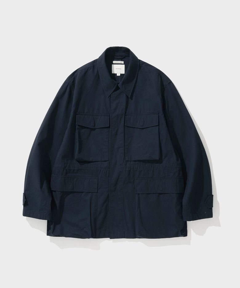 COTTON SILK NEP UTILITY JACKET (NAVY)