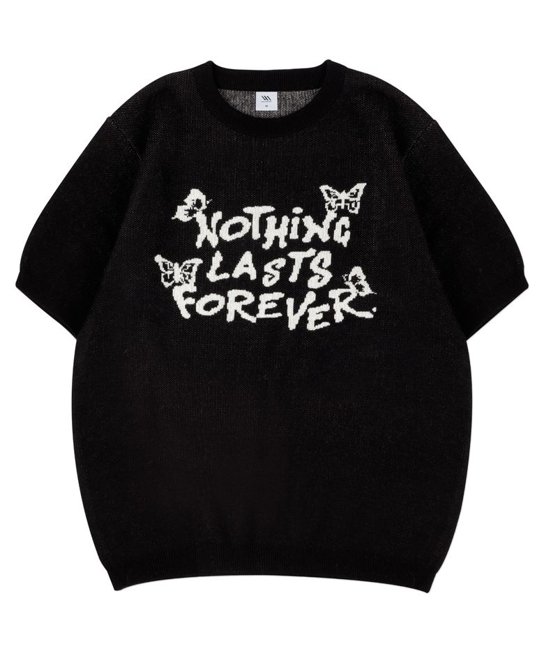 NOTHING 자카드 니트 하프티[BLACK]