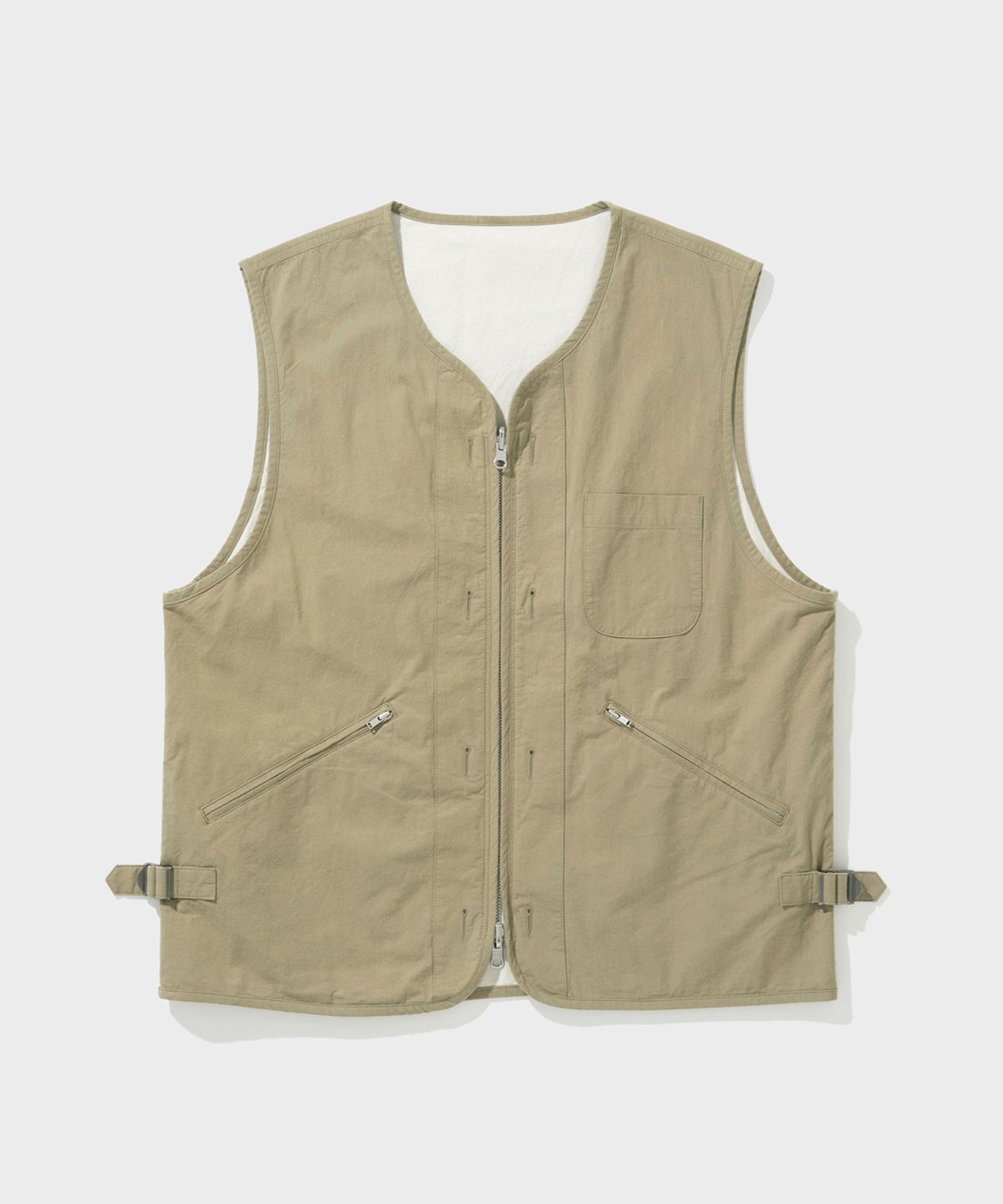 셔터(SHIRTER) BRUSHED COTTON REVERSIBLE VEST (BEIGE IVORY)