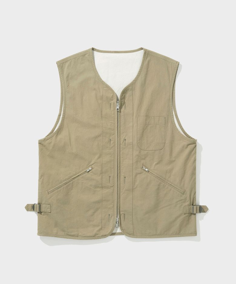 BRUSHED COTTON REVERSIBLE VEST (BEIGE IVORY)