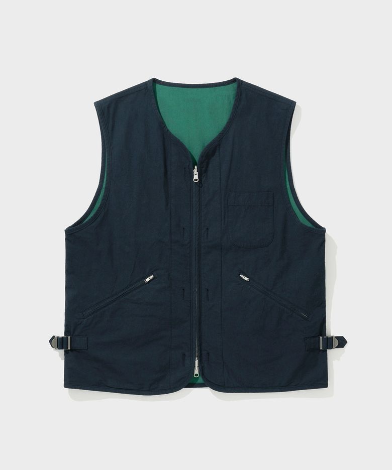 BRUSHED COTTON REVERSIBLE VEST (NAVY GREEN)