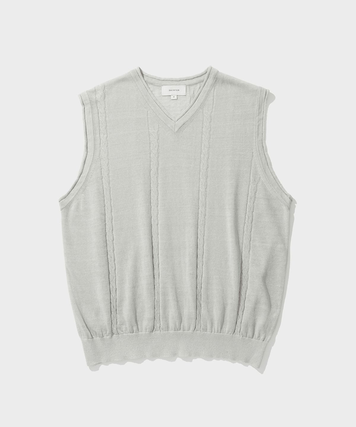 셔터(SHIRTER) CABLE LINEN KNIT VEST (LIGHT GREY)
