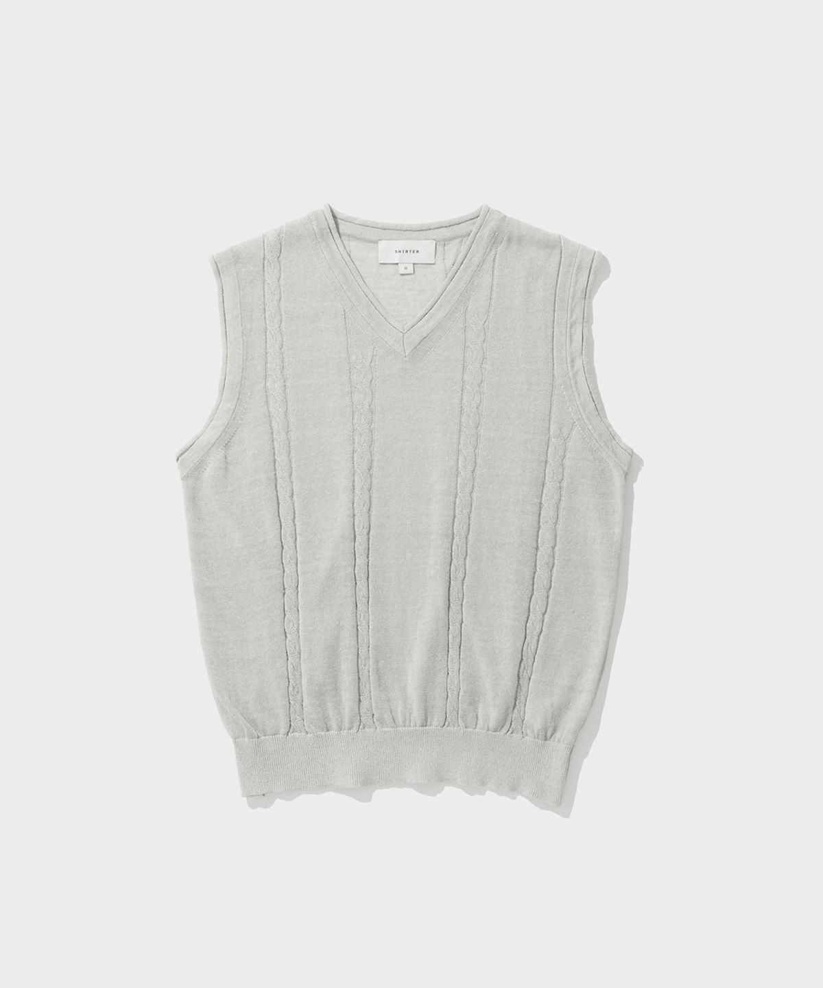 셔터(SHIRTER) [WOMEN] CABLE LINEN KNIT VEST (LIGHT GREY)