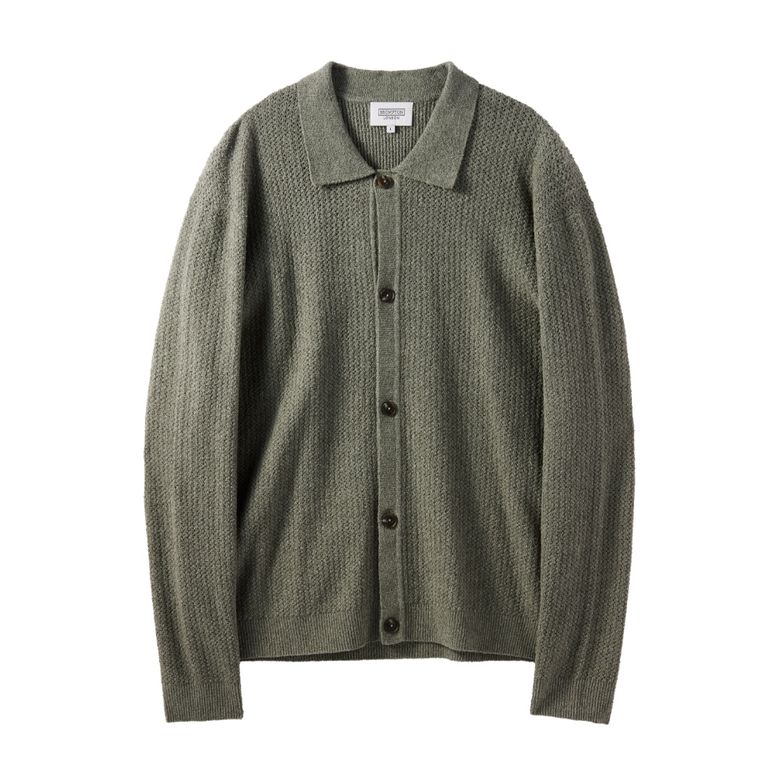 COLLAR NECK CARDIGAN - M/KHAKI (P242MCD512)