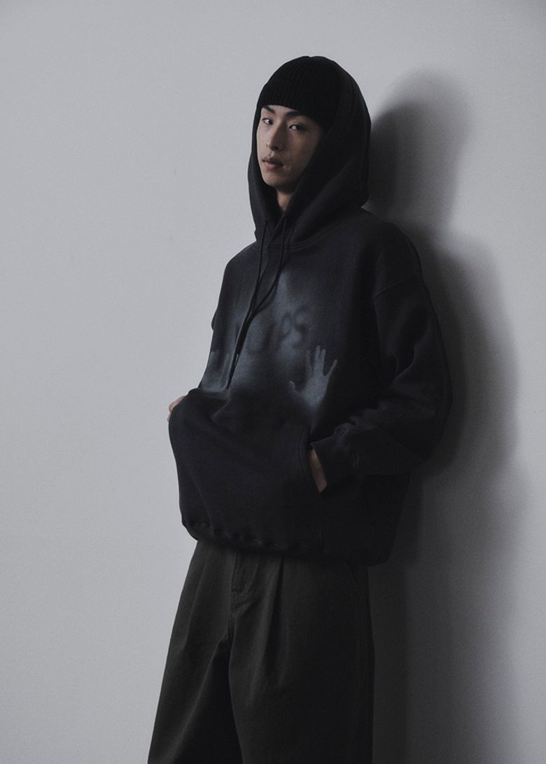 Hand printing hoodie [charcoal]