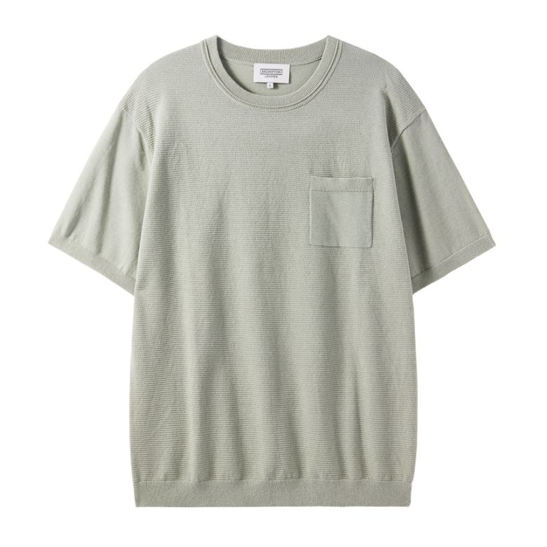 HALF SLEVE CHEST POCKET BASIC ROUND T-SHIRT - A/MINT (P242MKT515)