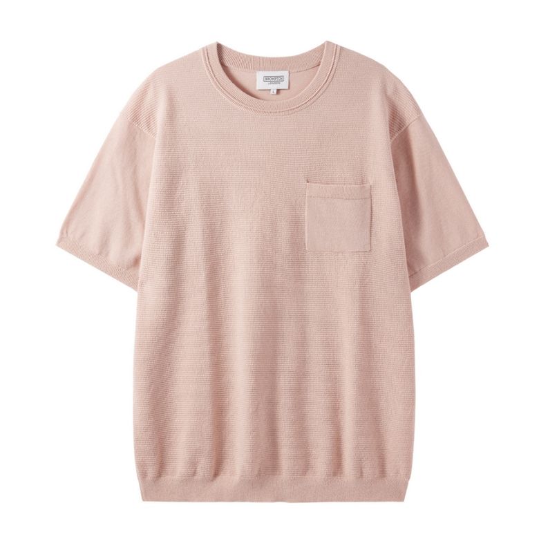 HALF SLEVE CHEST POCKET BASIC ROUND T-SHIRT - A/PINK (P242MKT515)