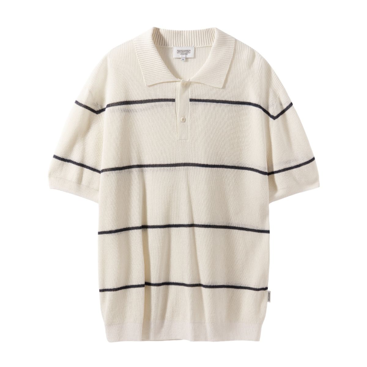 브롬톤 런던(BROMPTON LONDON) STRIPED COLLAR HALF SLEEVE KNIT - IVORY (P242MKT514)