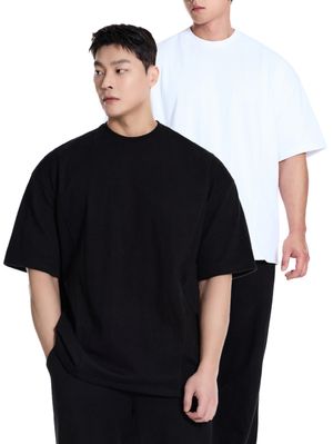 [2PACK] 퍼펙트 특양면 무지 오버핏 반팔 티셔츠