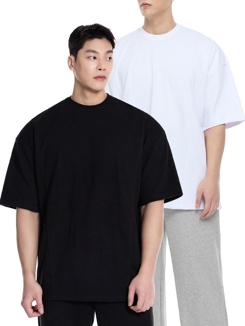 [SET] 퍼펙트 특양면 오버핏 숄더 2중절개 무지 반팔 티셔츠_10Color