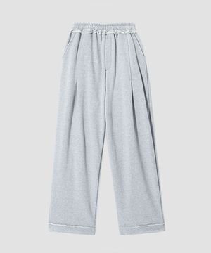 핀턱 데끼 와이드 스웨트 팬츠