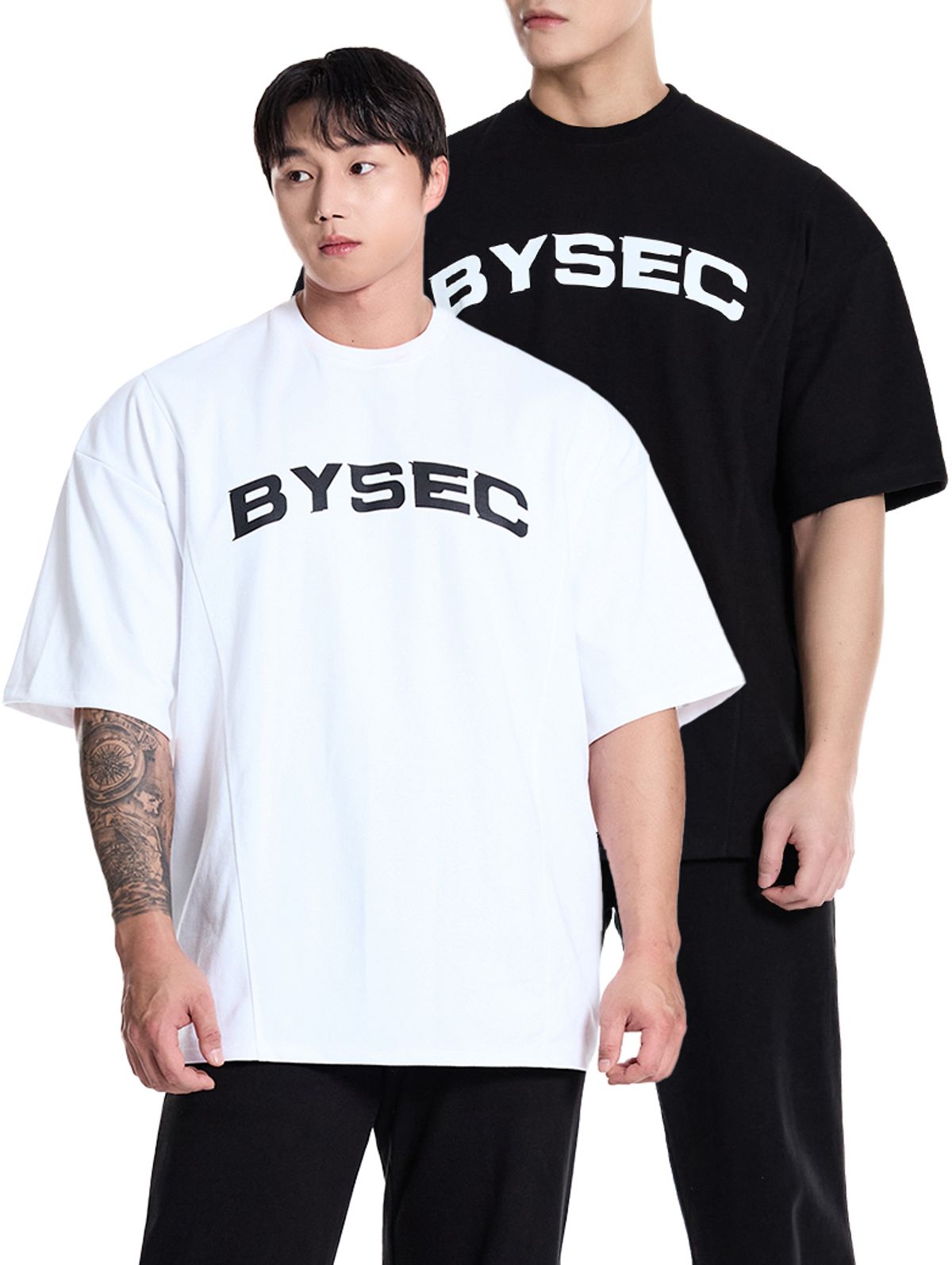 바이젝(BYSEC) [SET] 퍼펙트 특양면 빅로고 오버핏 반팔 티셔츠_2Color