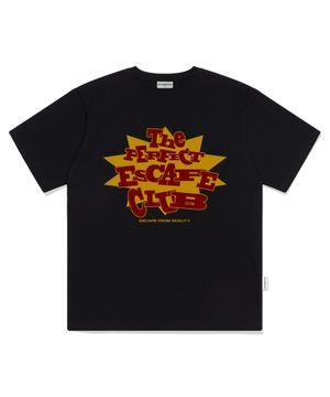 옐로우 더 퍼펙트 이스케이프클럽 프린트 오버핏 반팔티 블랙