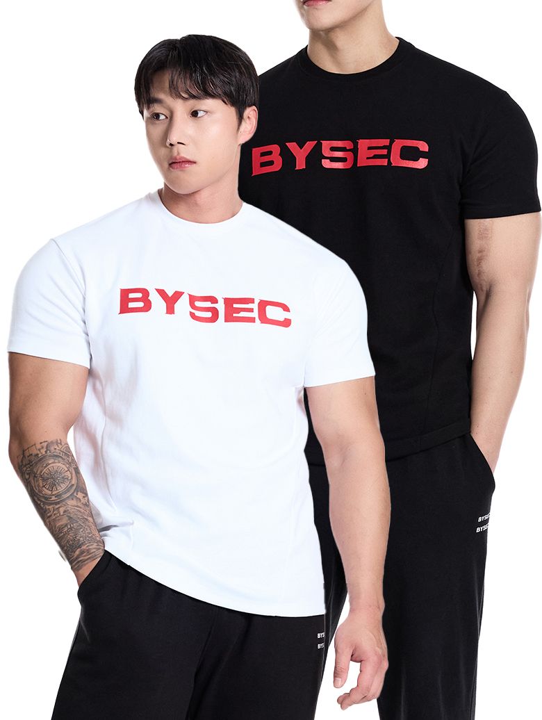 [SET] 퍼펙트 특양면 레드로고 머슬핏 반팔 티셔츠_2Color