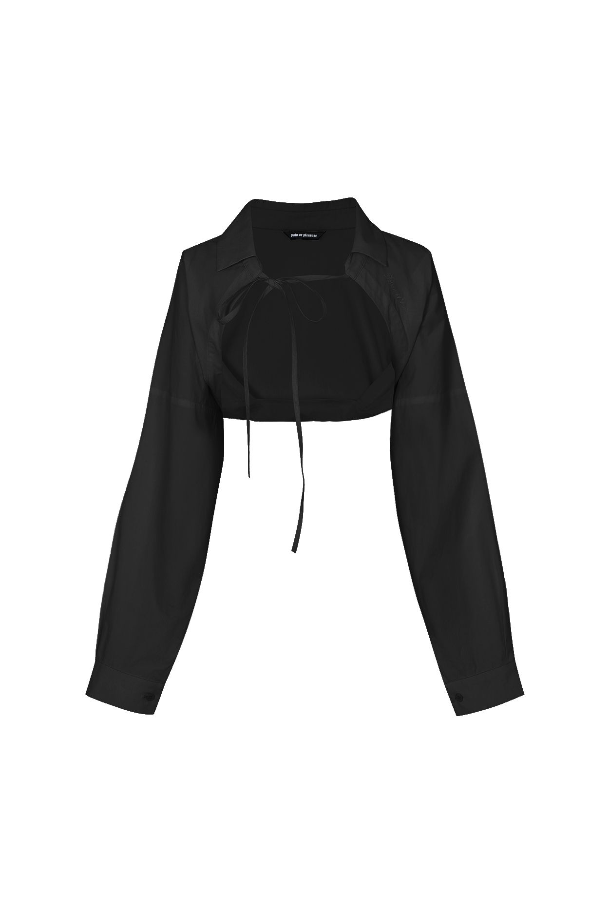MUSINSA | PAINORPLEASURE DANIELLE SHIRT BOLERO black