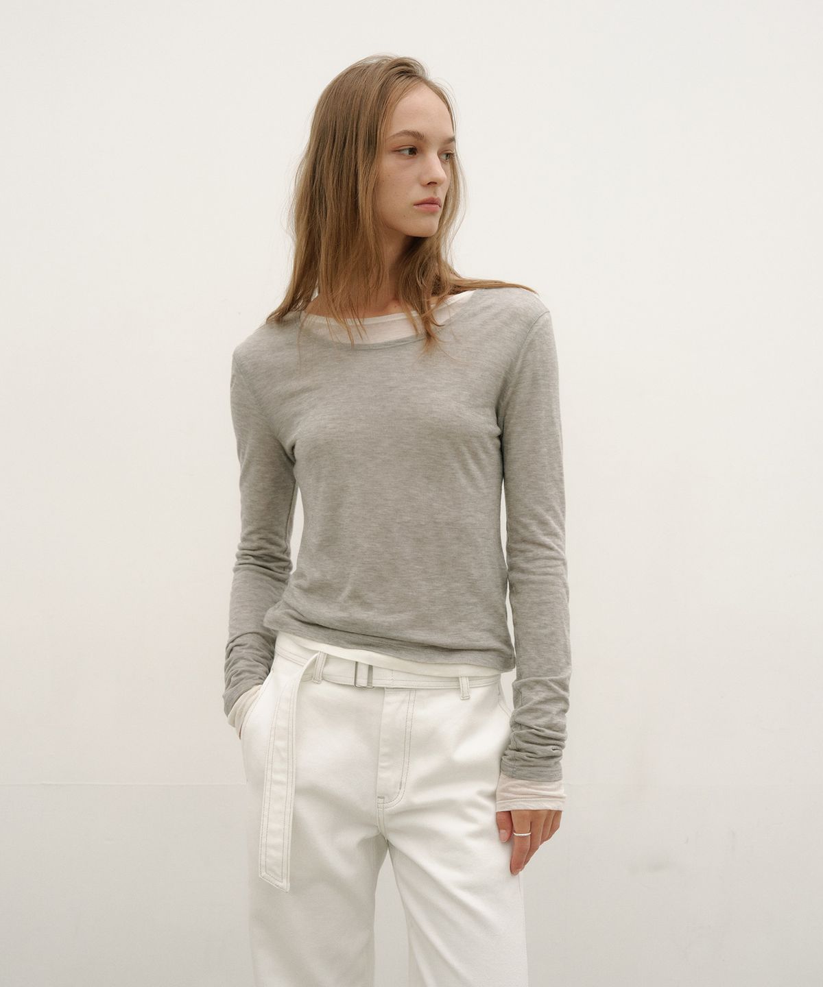 로우타이드(LOW TIDE) LAYERED LONG SLEEVE T-SHIRT [GREY]