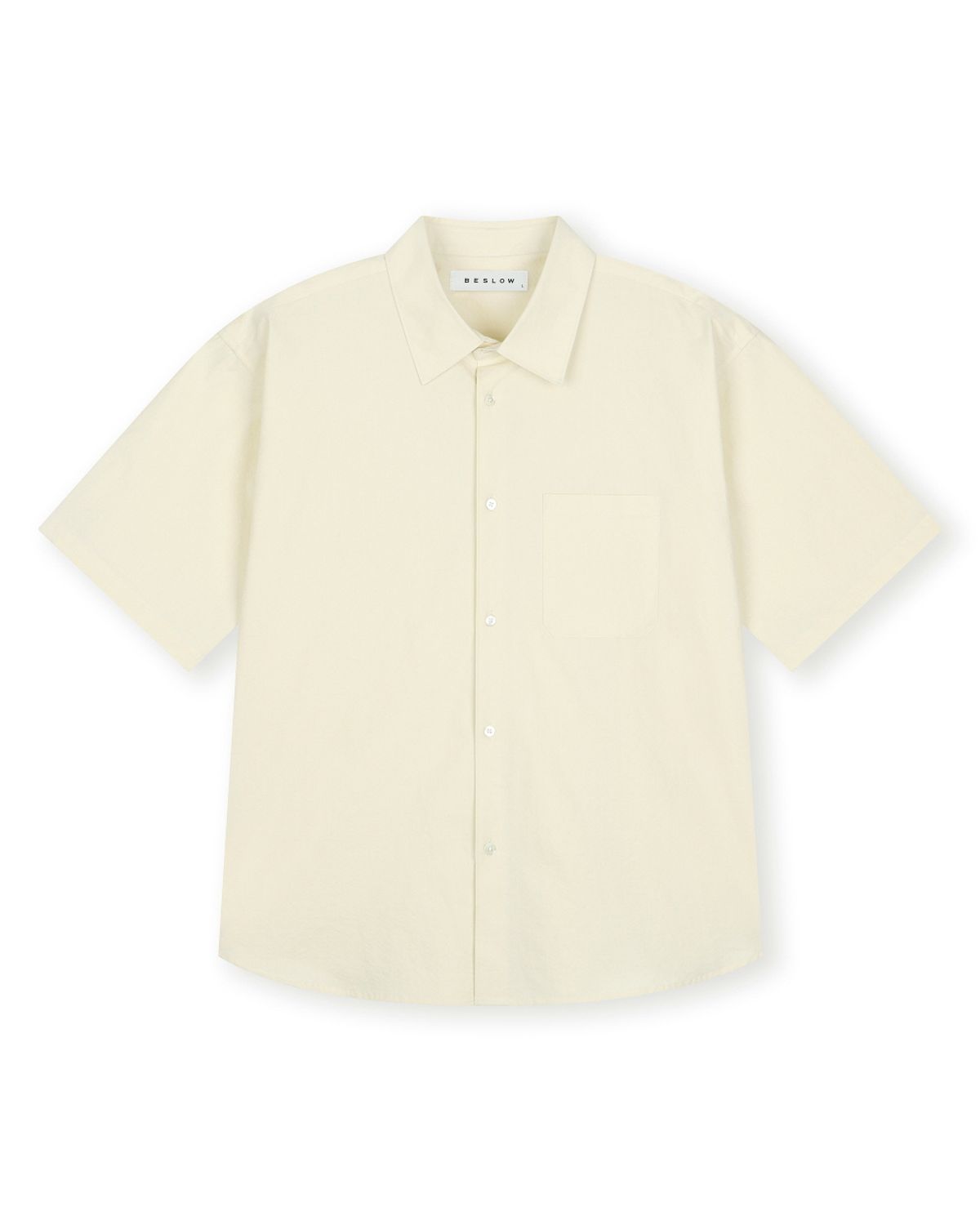 비슬로우(BESLOW) RIPPLE COTTON HALF SHIRT CREAM