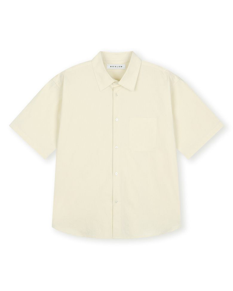 RIPPLE COTTON HALF SHIRT CREAM