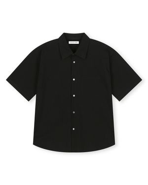 RIPPLE COTTON HALF SHIRT BLACK