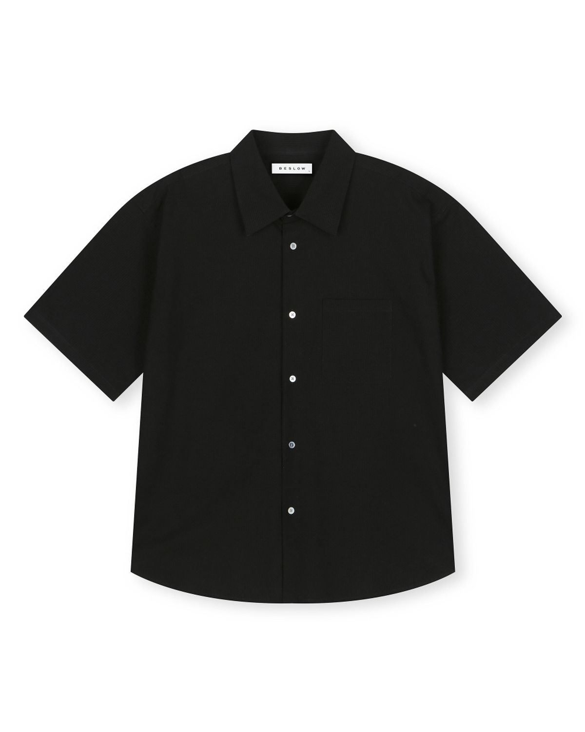 비슬로우(BESLOW) RIPPLE COTTON HALF SHIRT BLACK