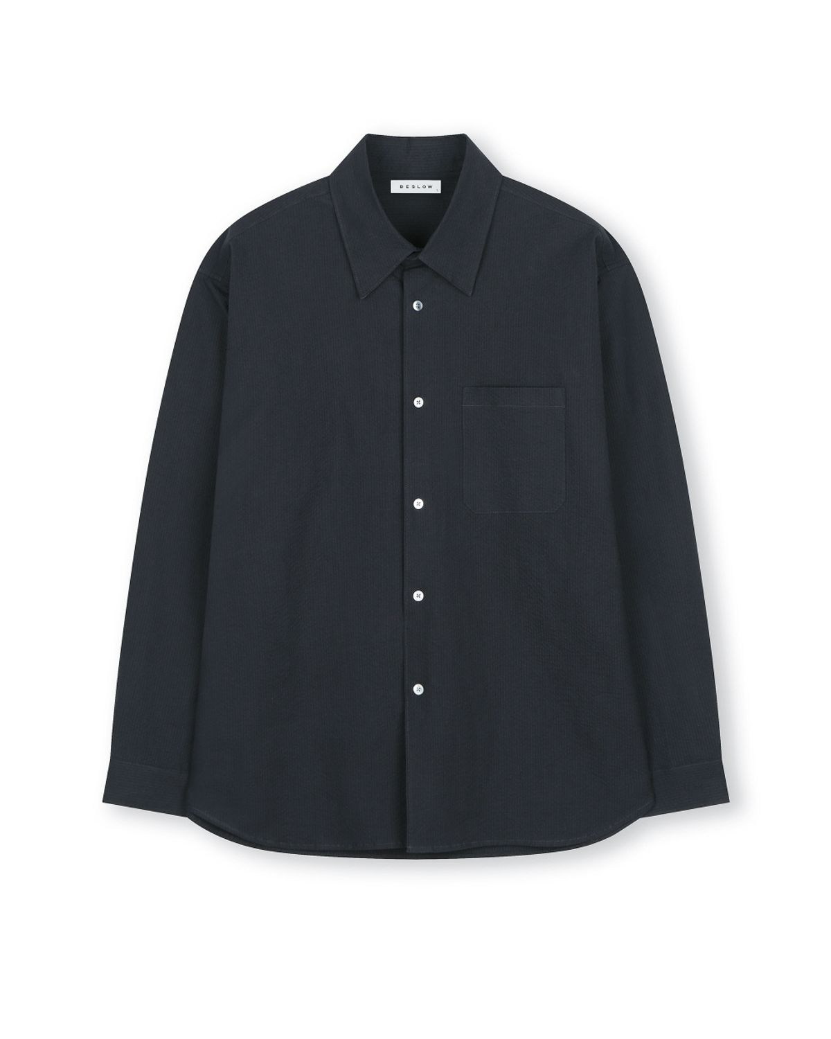 비슬로우(BESLOW) RIPPLE COTTON SHIRT NAVY