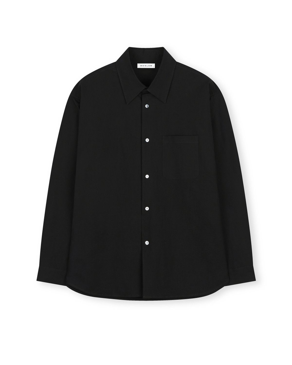 비슬로우(BESLOW) RIPPLE COTTON SHIRT BLACK
