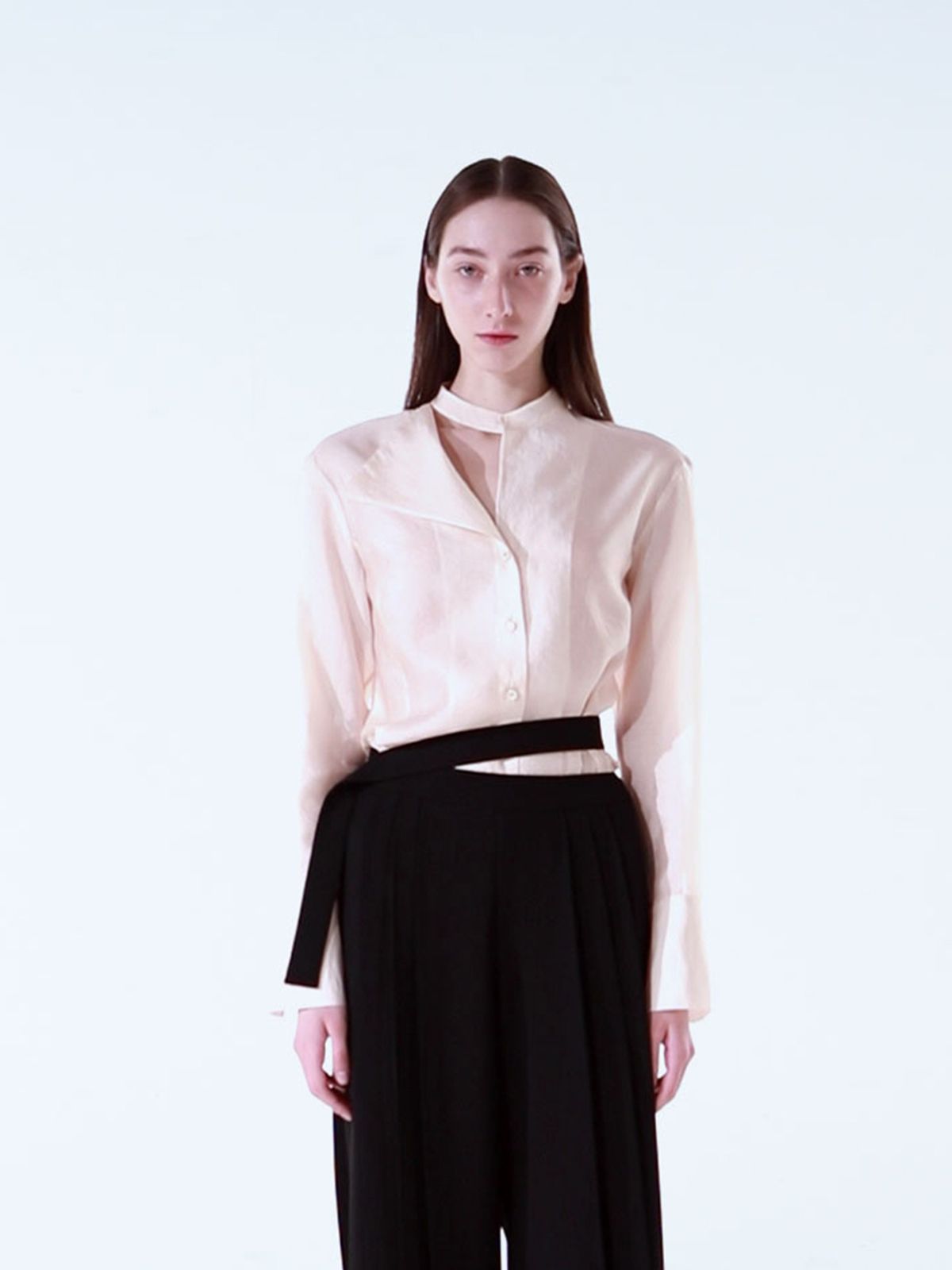 더발론(THE BALLON) SEE-THROUGH CHOCKER BLOUSE - PINK
