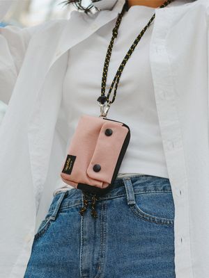 본보야지 월렛 데일리 나일론 카드 동전 여행 지갑 - 로즈블랙