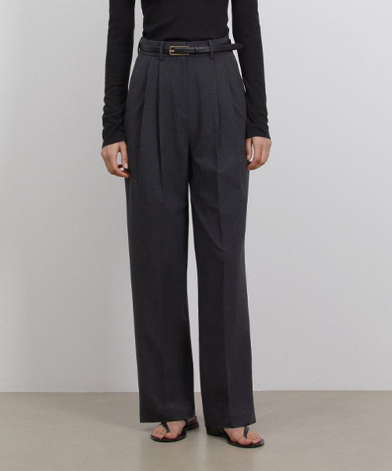 PLEATS WIDE SLACKS_CHARCOAL