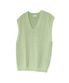 86-IRO314 [워셔블] 펀칭 브이넥 니트 베스트 라이트그린