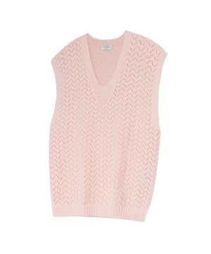 86-IRO314 [워셔블] 펀칭 브이넥 니트 베스트 베이비핑크