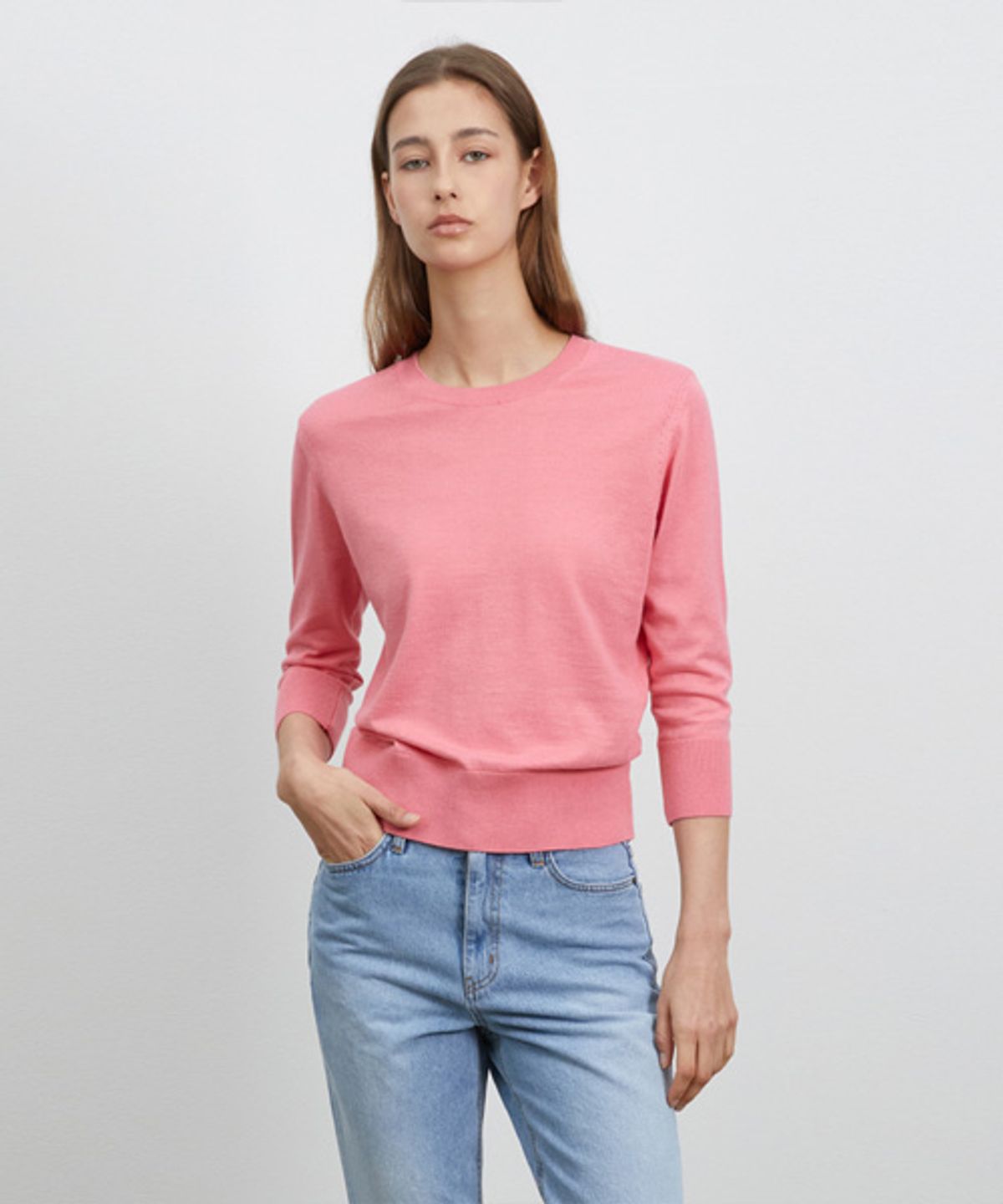 리디피(RIDIFI) ROUND SILK HALF KNIT_PINK