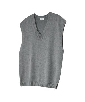 86-IRO316 [워셔블] 브이넥 니트 베스트 딥그레이