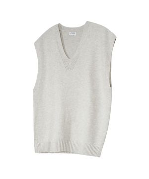 86-IRO316 [워셔블] 브이넥 니트 베스트 라이트그레이