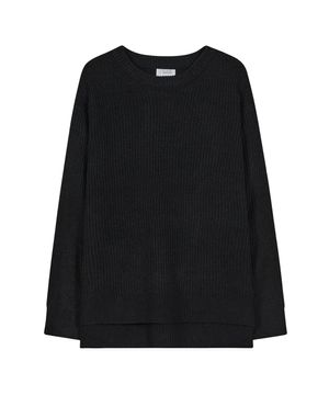 86-IRO318 라운드 사이드 슬릿 하찌니트 블랙