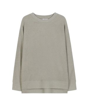 86-IRO318 라운드 사이드 슬릿 하찌니트 스모크그레이