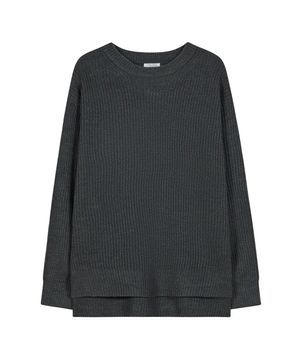 86-IRO318 라운드 사이드 슬릿 하찌니트 웜그레이