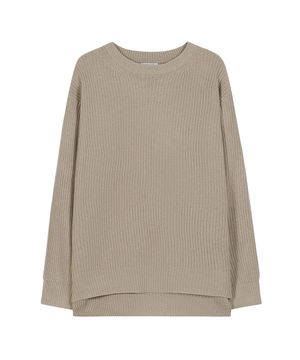 86-IRO318 라운드 사이드 슬릿 하찌니트 페일베이지