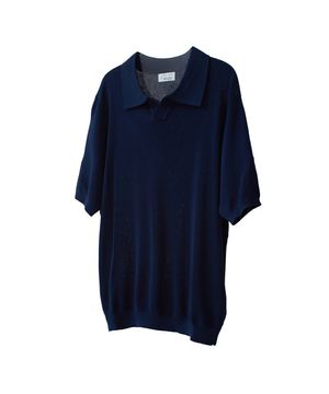 86-IRO321 [쿨니트] 썸머 카라 니트 반팔 네이비