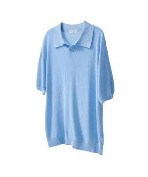 86-IRO321 [쿨니트] 썸머 카라 니트 반팔 스카이블루